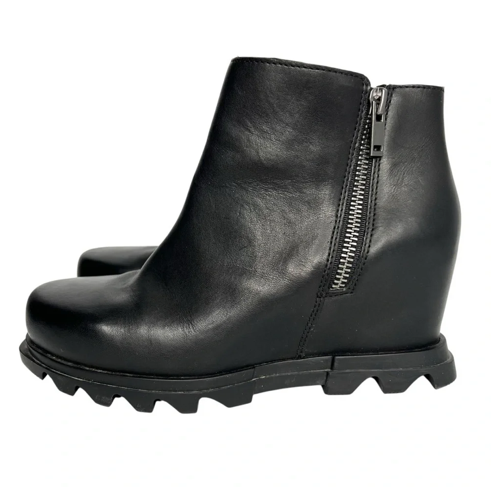 Sorel Joan of Arctic Wedge III Zip Leather Waterproof Boots Black Size 8.5 - Picture 6 of 16
